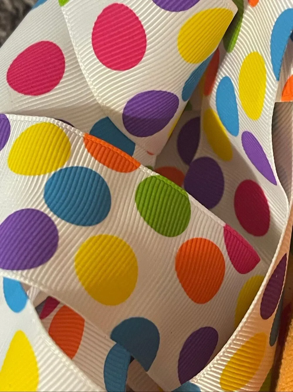 1.5” printed grosgrain Ribbon NEW 5 yards yds colorful funky crazy polka dots